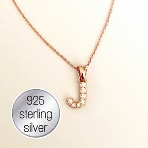 Initial letter J 925 stamped chain necklace
